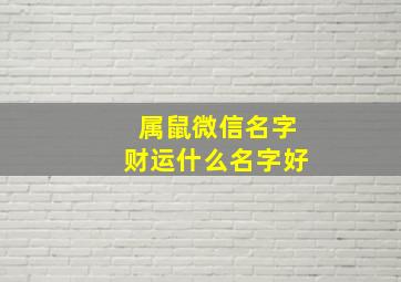 属鼠微信名字财运什么名字好