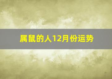 属鼠的人12月份运势