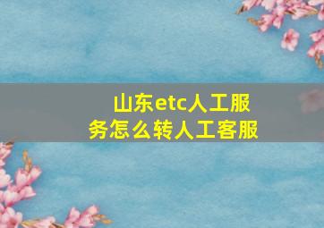 山东etc人工服务怎么转人工客服