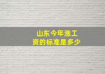 山东今年涨工资的标准是多少