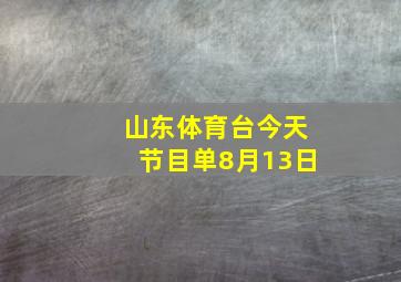 山东体育台今天节目单8月13日