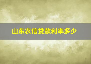 山东农信贷款利率多少