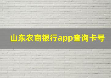 山东农商银行app查询卡号