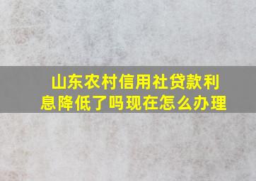 山东农村信用社贷款利息降低了吗现在怎么办理