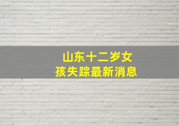 山东十二岁女孩失踪最新消息