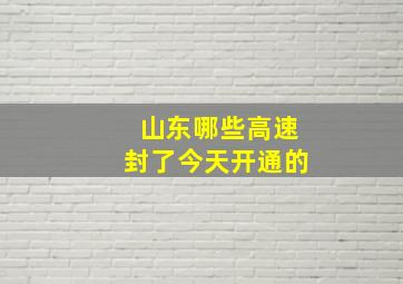 山东哪些高速封了今天开通的