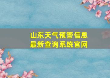 山东天气预警信息最新查询系统官网