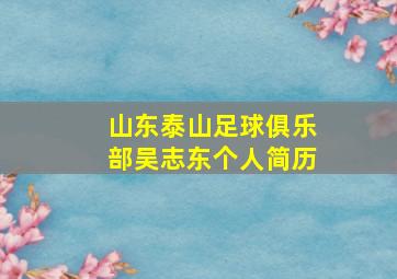 山东泰山足球俱乐部吴志东个人简历