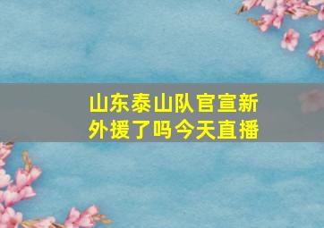 山东泰山队官宣新外援了吗今天直播