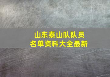 山东泰山队队员名单资料大全最新