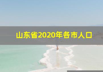 山东省2020年各市人口