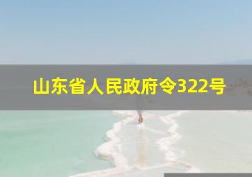 山东省人民政府令322号