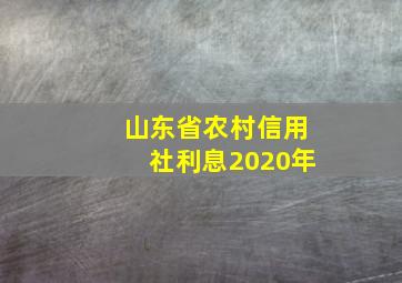 山东省农村信用社利息2020年