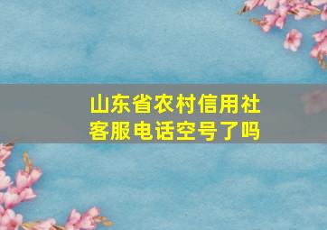 山东省农村信用社客服电话空号了吗