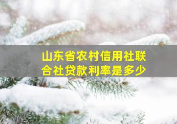 山东省农村信用社联合社贷款利率是多少