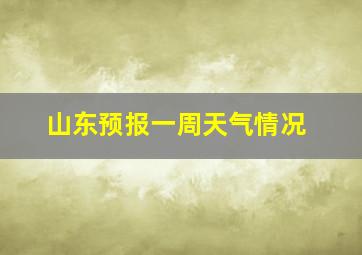 山东预报一周天气情况