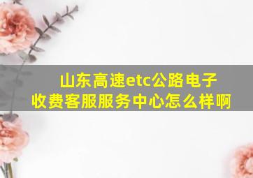 山东高速etc公路电子收费客服服务中心怎么样啊