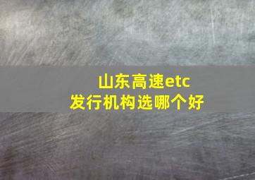 山东高速etc发行机构选哪个好