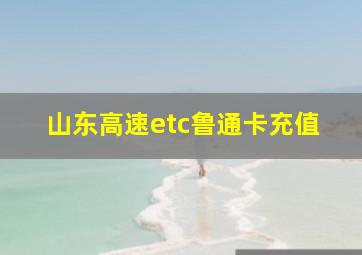 山东高速etc鲁通卡充值