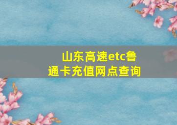 山东高速etc鲁通卡充值网点查询