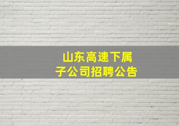 山东高速下属子公司招聘公告