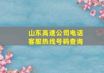 山东高速公司电话客服热线号码查询