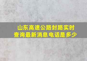 山东高速公路封路实时查询最新消息电话是多少