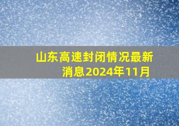 山东高速封闭情况最新消息2024年11月