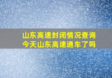 山东高速封闭情况查询今天山东高速通车了吗