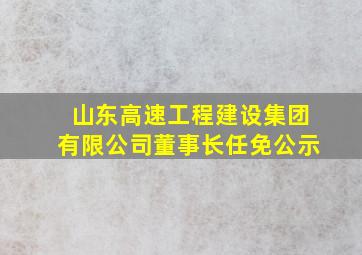 山东高速工程建设集团有限公司董事长任免公示