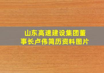 山东高速建设集团董事长卢伟简历资料图片