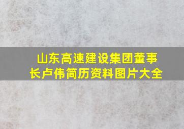 山东高速建设集团董事长卢伟简历资料图片大全