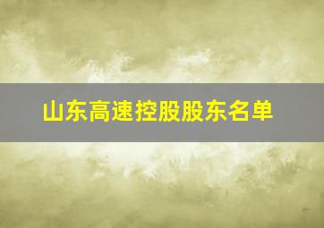 山东高速控股股东名单