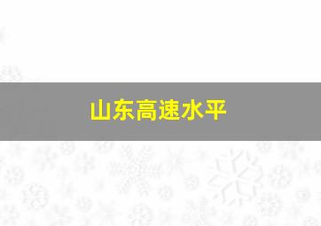 山东高速水平