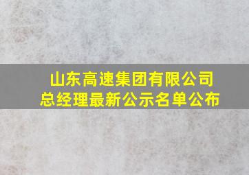 山东高速集团有限公司总经理最新公示名单公布