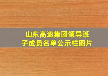 山东高速集团领导班子成员名单公示栏图片