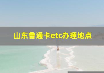 山东鲁通卡etc办理地点