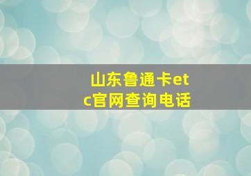 山东鲁通卡etc官网查询电话