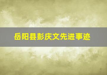 岳阳县彭庆文先进事迹