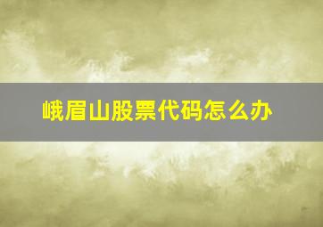 峨眉山股票代码怎么办