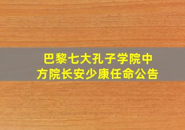 巴黎七大孔子学院中方院长安少康任命公告