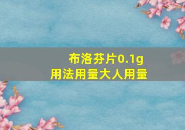 布洛芬片0.1g用法用量大人用量