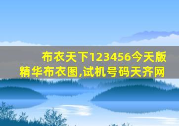 布衣天下123456今天版精华布衣图,试机号码天齐网