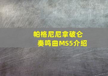 帕格尼尼拿破仑奏鸣曲MS5介绍