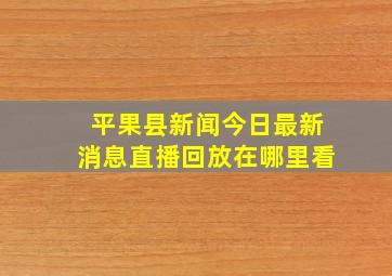 平果县新闻今日最新消息直播回放在哪里看