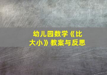 幼儿园数学《比大小》教案与反思