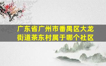 广东省广州市番禺区大龙街道茶东村属于哪个社区