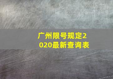 广州限号规定2020最新查询表