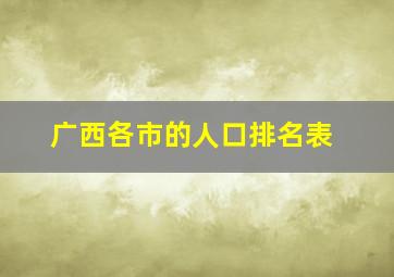 广西各市的人口排名表