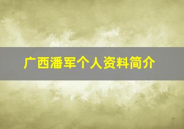 广西潘军个人资料简介